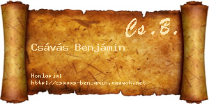 Csávás Benjámin névjegykártya